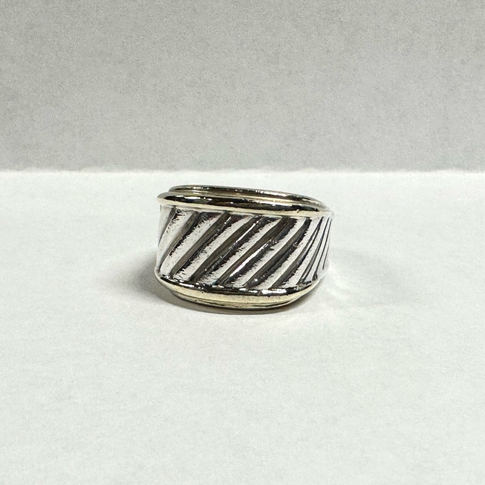 David Yurman Silver Gold Cigar Cable Ring Sz 8